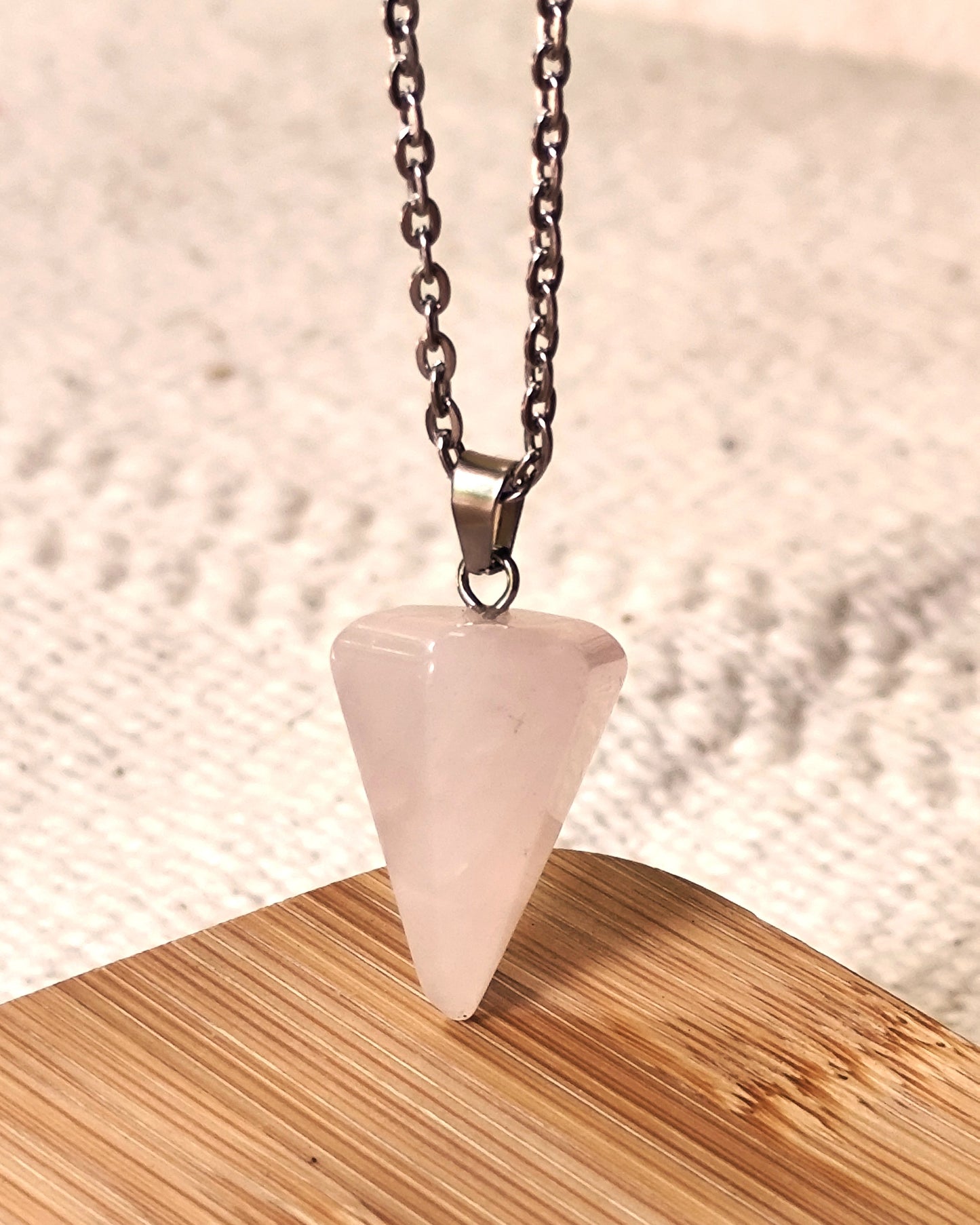 22 x 14 mm Anhänger Quarz rosa Naturstein inkl. Kette