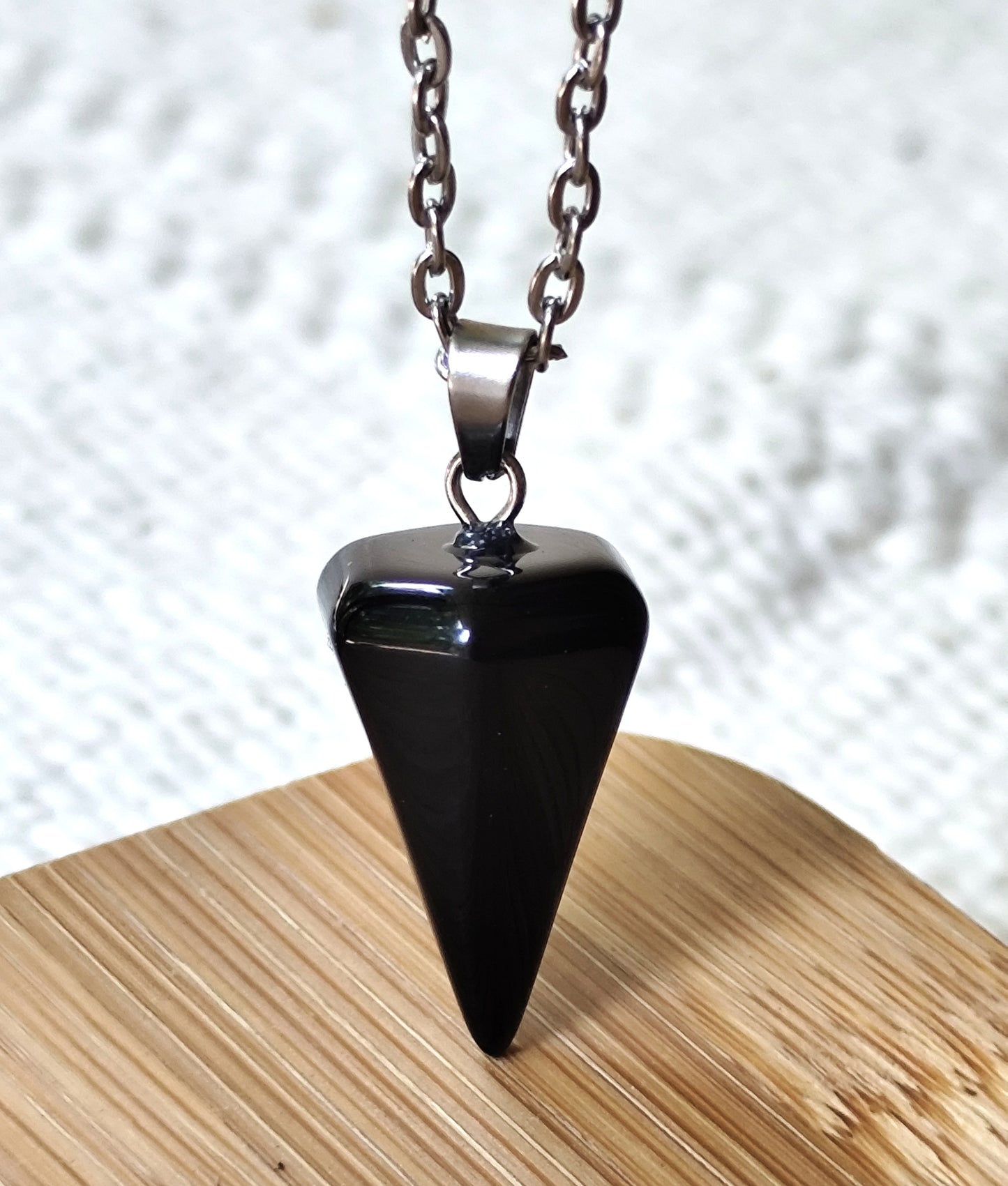 22 x 14 mm Anhänger Obsidian Naturstein inkl. Kette
