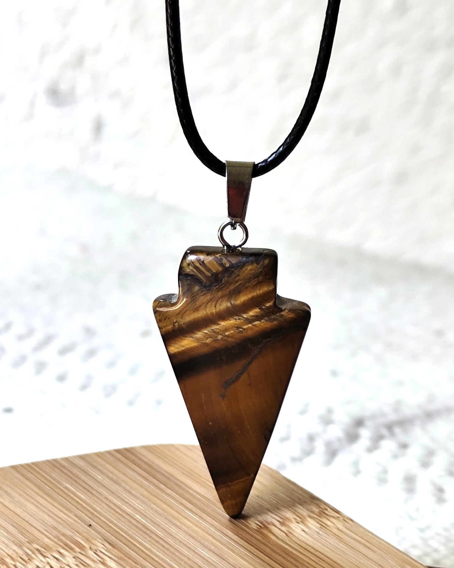 38 x 21 mm Pfeilspitze Tigerauge Anhänger Naturstein inkl.Kette