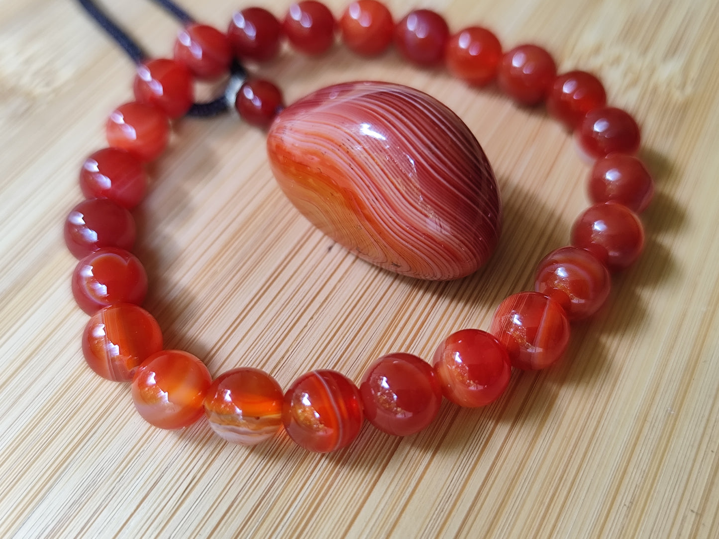 2er Set Naturstein Edelstein Achat Sardonyx Armband + Anhänger inkl.Kordel Nr.95
