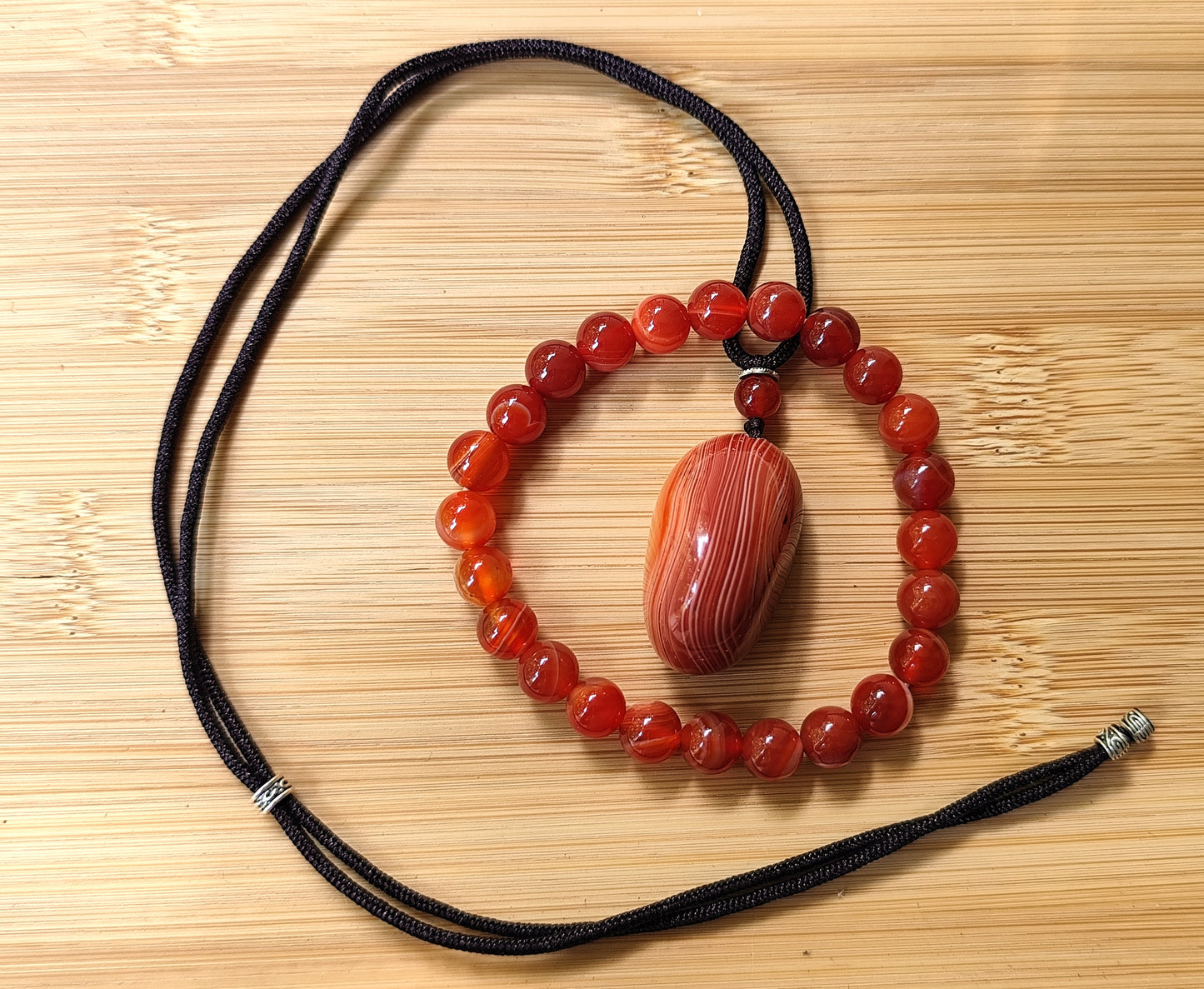 2er Set Naturstein Edelstein Achat Sardonyx Armband + Anhänger inkl.Kordel Nr.95