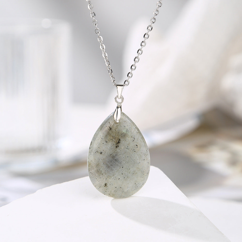 25x 35 mm Naturstein Edelstein Anhänger inkl. Kette