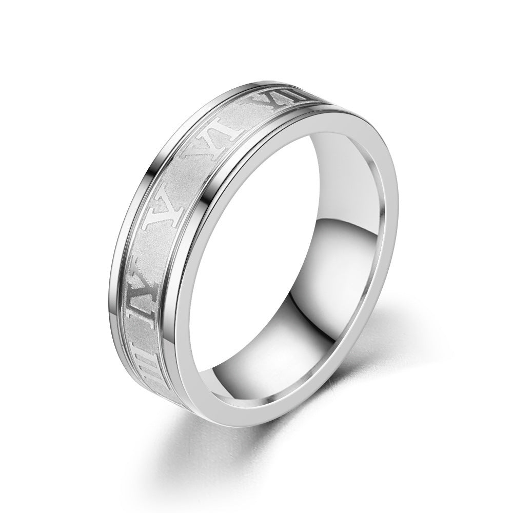 Herren Damen Partner 8 mm Ring Edelstahl römische Ziffern