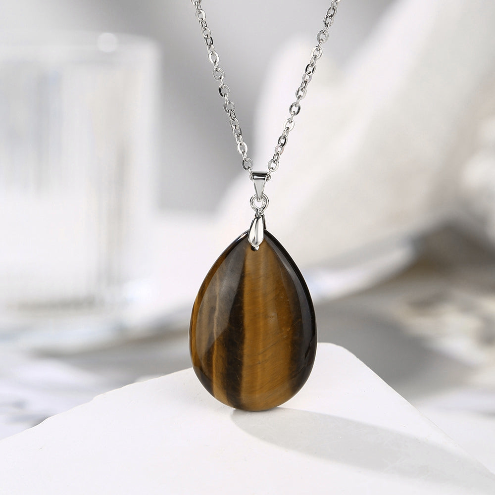 25x 35 mm Naturstein Edelstein Anhänger inkl. Kette