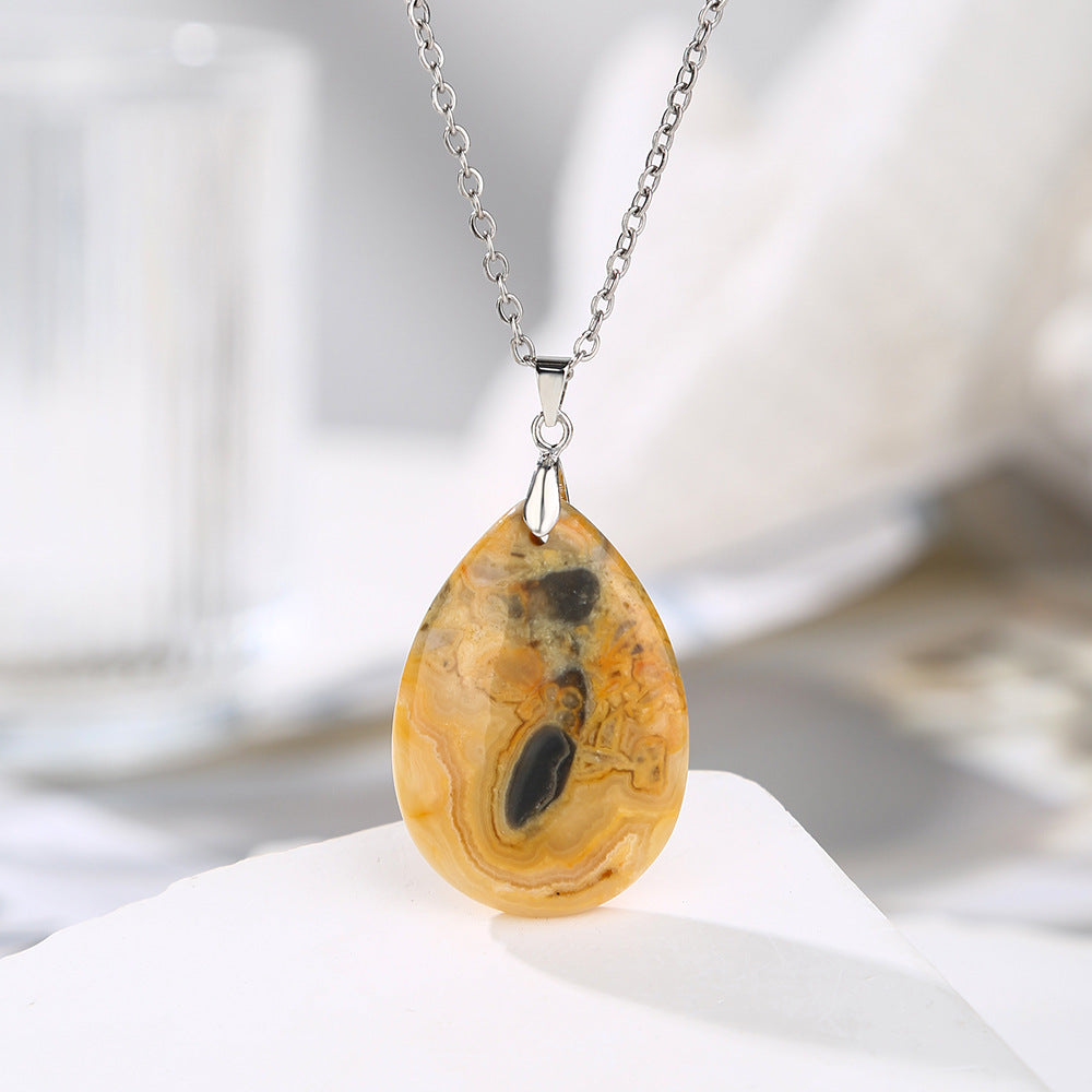 25x 35 mm Naturstein Edelstein Anhänger inkl. Kette