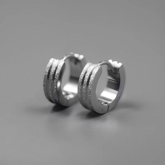 9 x 4 mm Titanstahl Edelstahl Ohrringe Damen Herren Klapp Creolen sandgestrahlt