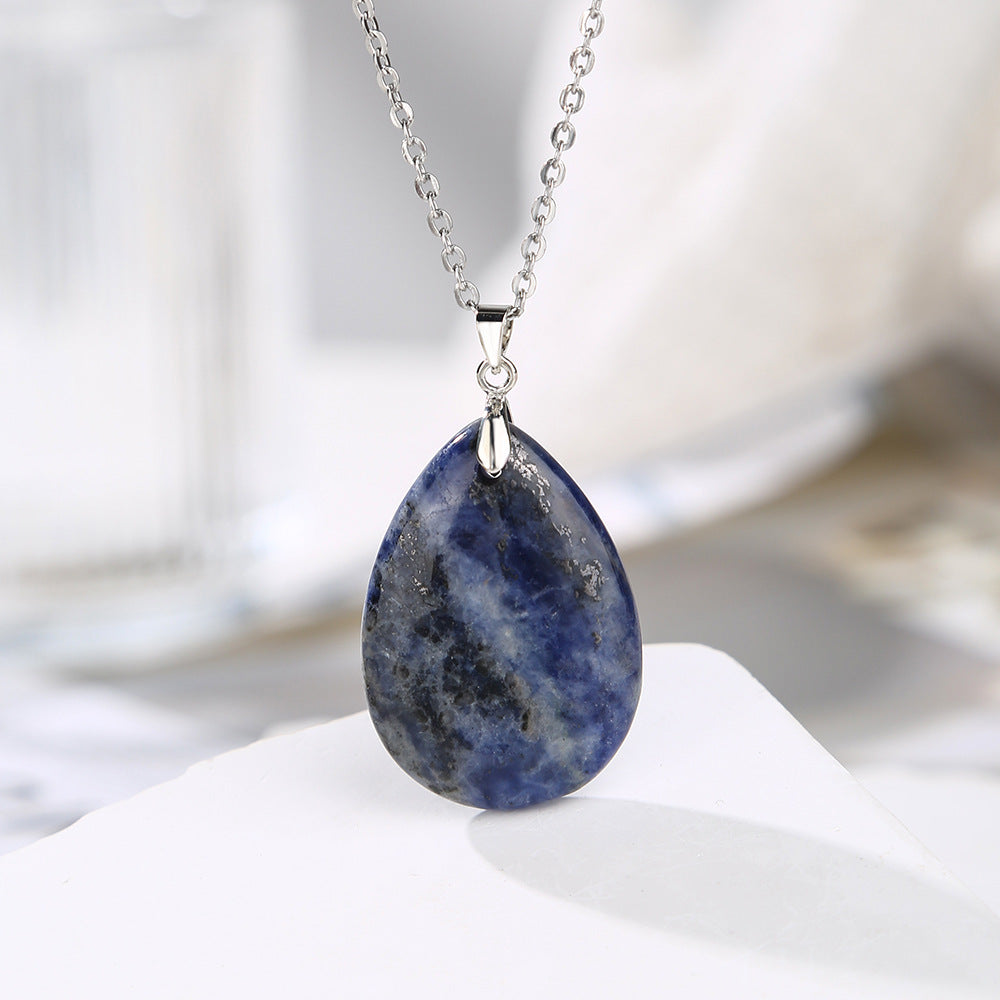 25x 35 mm Naturstein Edelstein Anhänger inkl. Kette