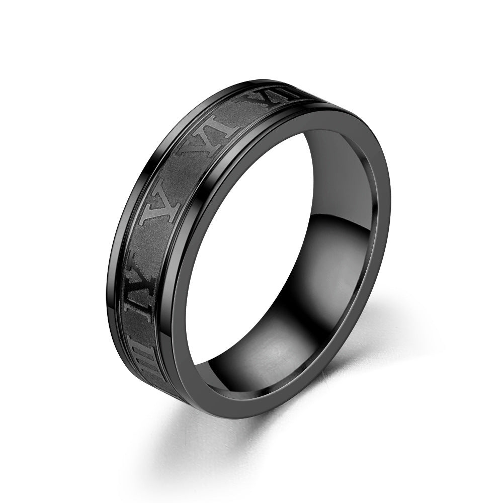 Herren Damen Partner 8 mm Ring Edelstahl römische Ziffern