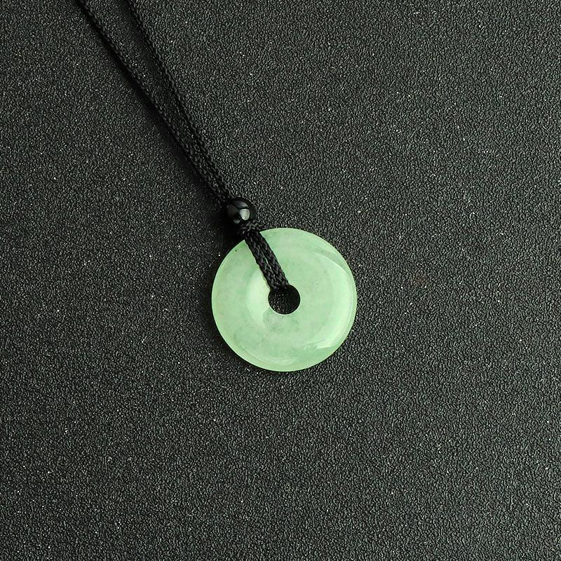 25 mm Naturstein Edelstein Donut Anhänger inkl. geflochtene Halskette