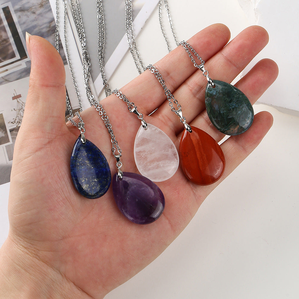 25x 35 mm Naturstein Edelstein Anhänger inkl. Kette