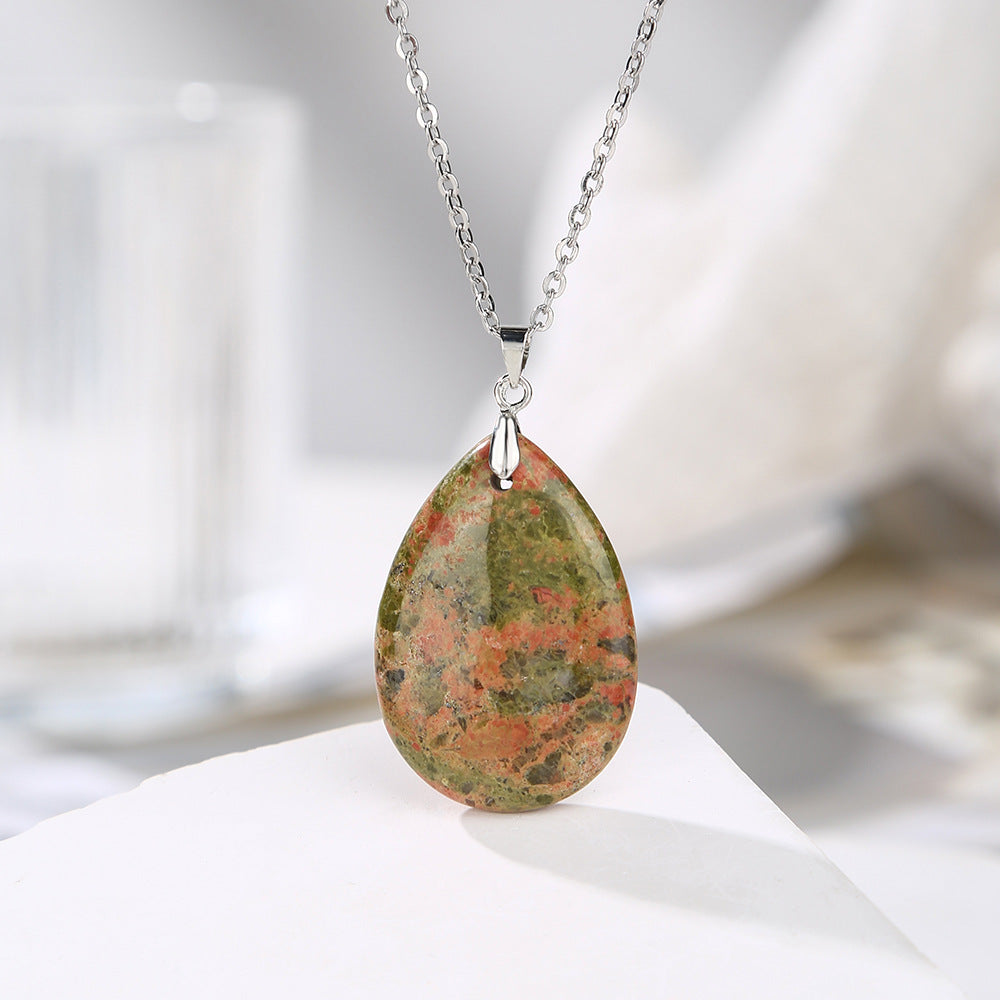 25x 35 mm Naturstein Edelstein Anhänger inkl. Kette