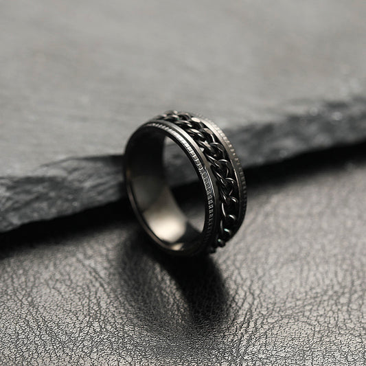 Herren Damen Partner 8 mm Edelstahl Ring Spiner Drehring bewegliche Kette Anti-Stress