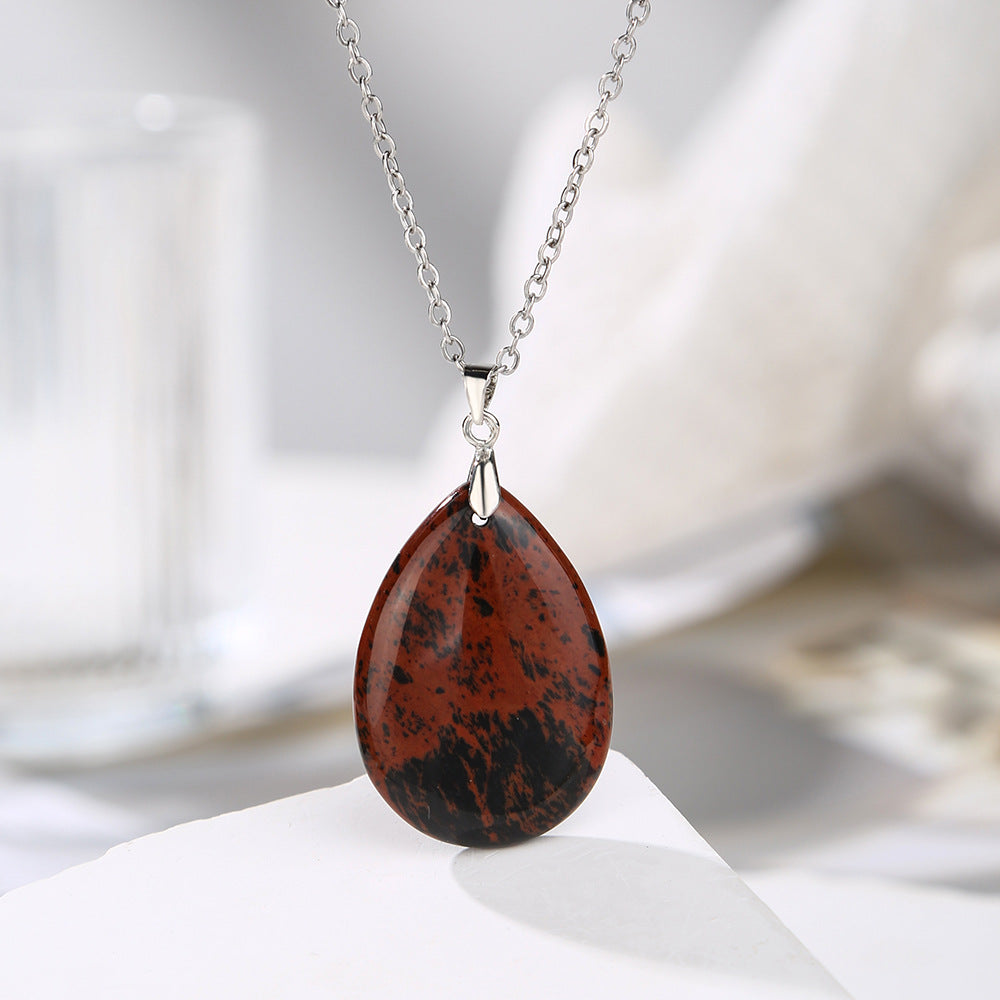 25x 35 mm Naturstein Edelstein Anhänger inkl. Kette