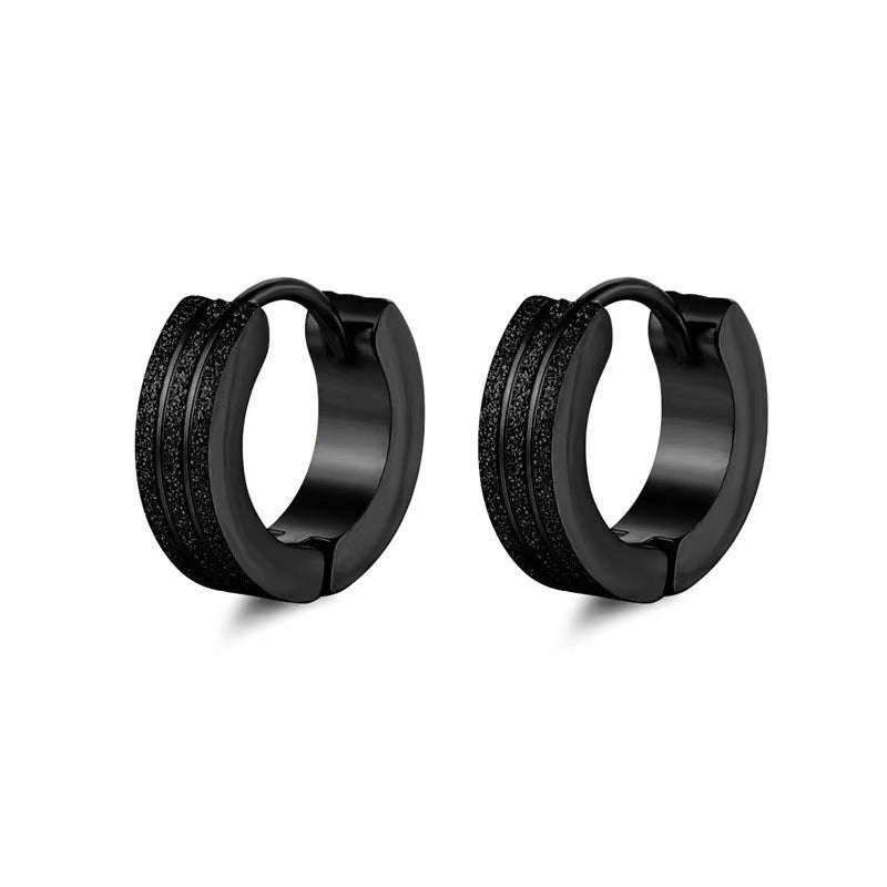 9 x 4 mm Titanstahl Edelstahl Ohrringe Damen Herren Klapp Creolen sandgestrahlt