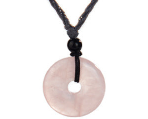 25 mm Naturstein Edelstein Donut Anhänger inkl. geflochtene Halskette