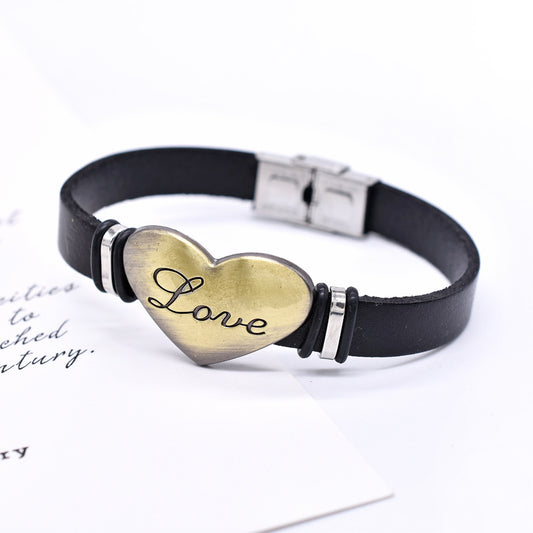 Echt Leder Armband Lederarmband Herz Love