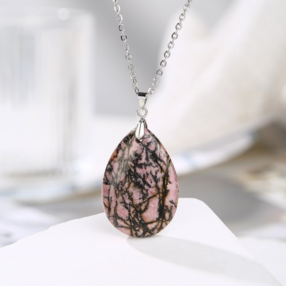 25x 35 mm Naturstein Edelstein Anhänger inkl. Kette