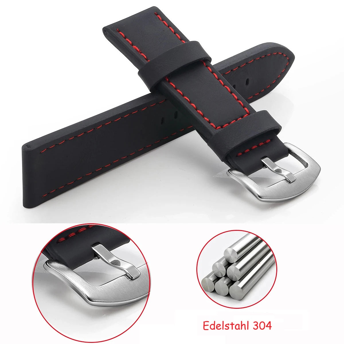 Uhrenarmband Ersatz Armband Echtleder 18-20-22 mm inkl. Federstege