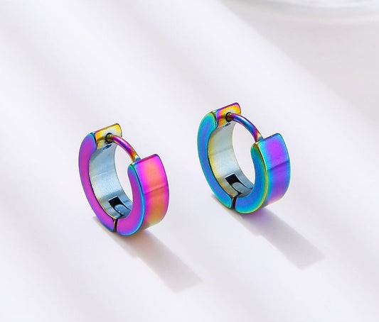 9 x 4 mm Titanstahl Edelstahl Ohrringe Damen Herren Klapp Creolen