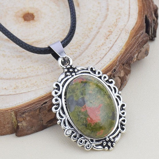 26 x 20 mm Anhänger Edelstein Naturstein Heilstein Mineral inkl. Kordel