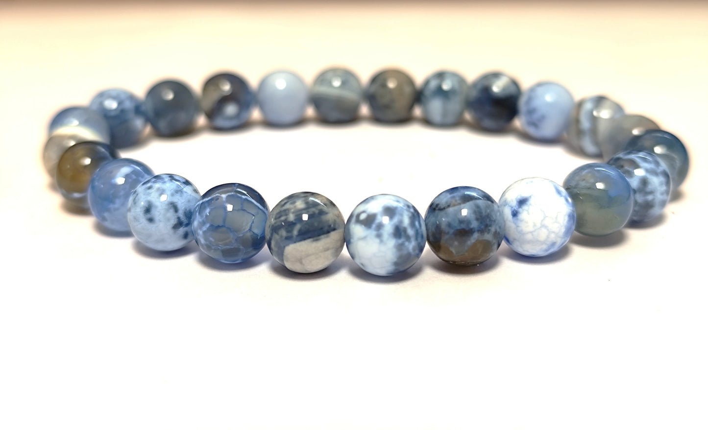 8 mm Dendritenachat blau Armband
