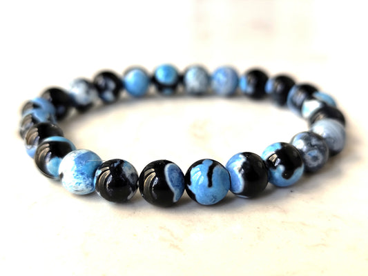 8 mm Achat schwarz-blau Armband