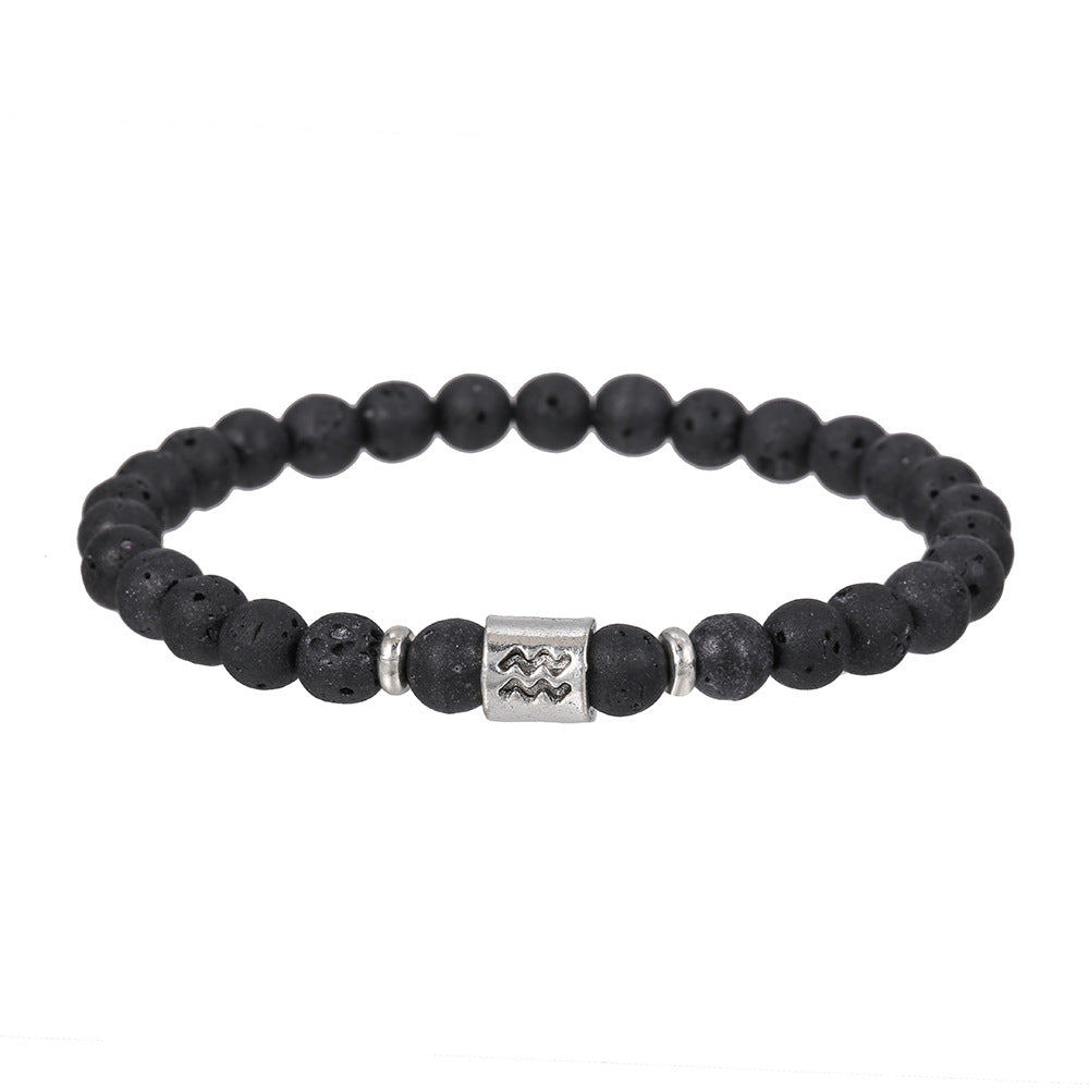 Sternzeichen Horoskop Naturstein Armband Perlenarmband Kugelarmband 6 mm Lavastein Vulkanstein