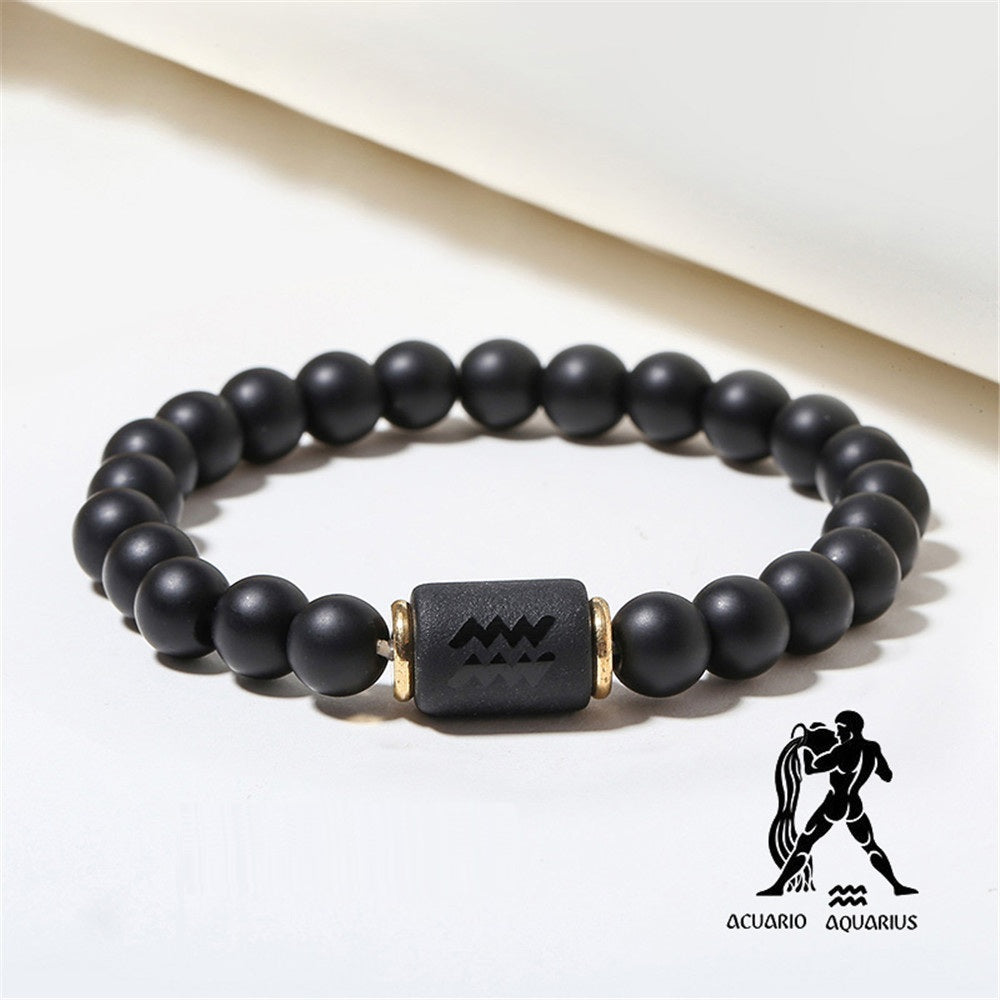 Sternzeichen Horoskop Naturstein Armband Perlenarmband Kugelarmband matt Onyx