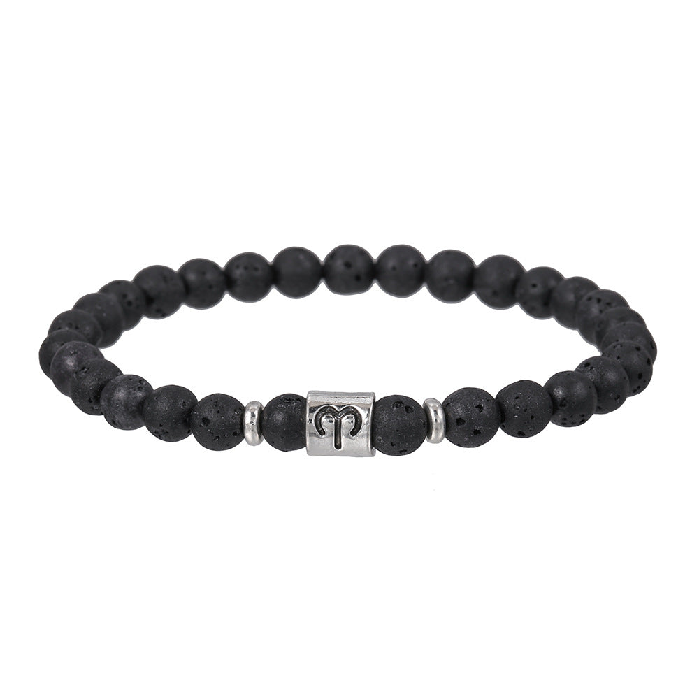 Sternzeichen Horoskop Naturstein Armband Perlenarmband Kugelarmband 6 mm Lavastein Vulkanstein