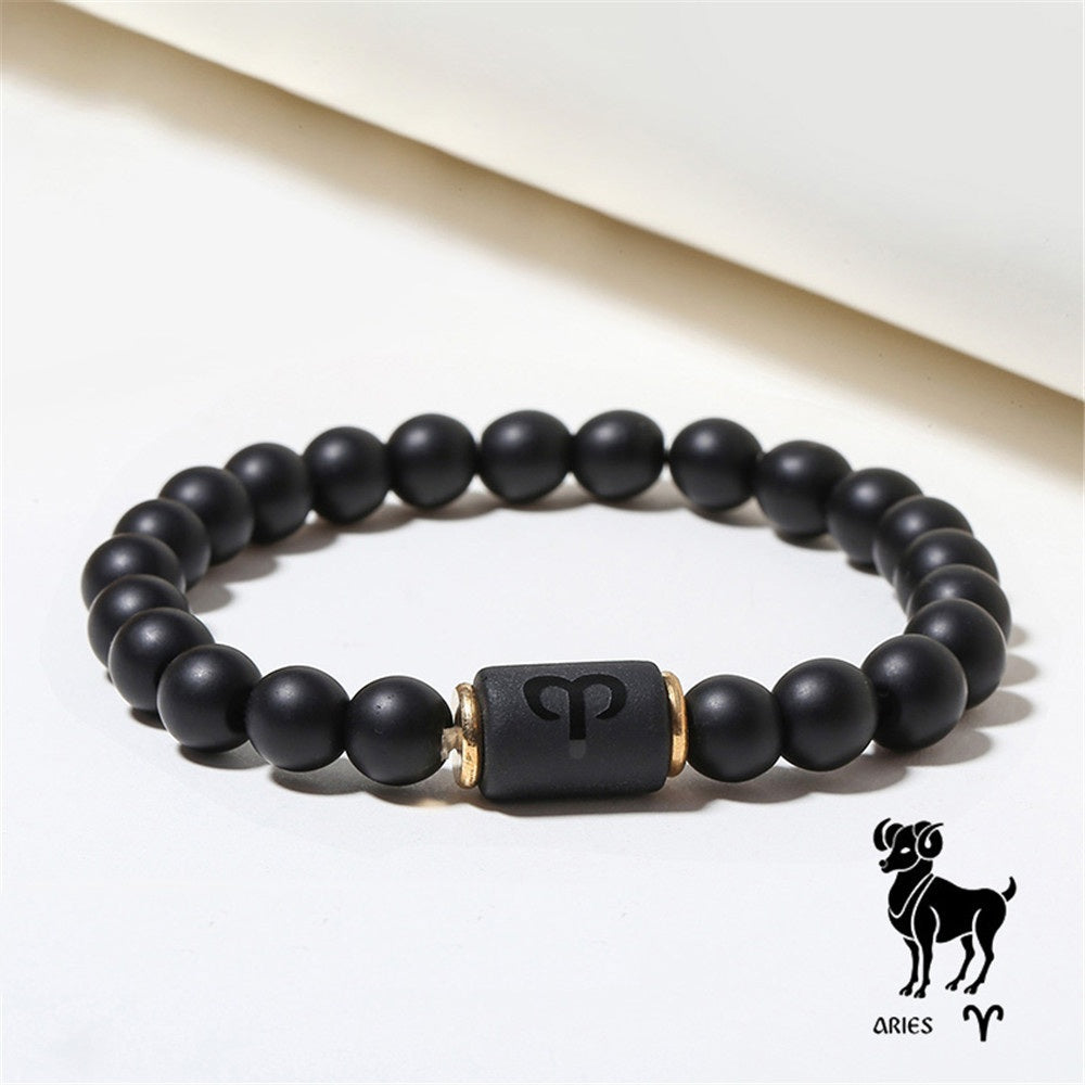 Sternzeichen Horoskop Naturstein Armband Perlenarmband Kugelarmband matt Onyx