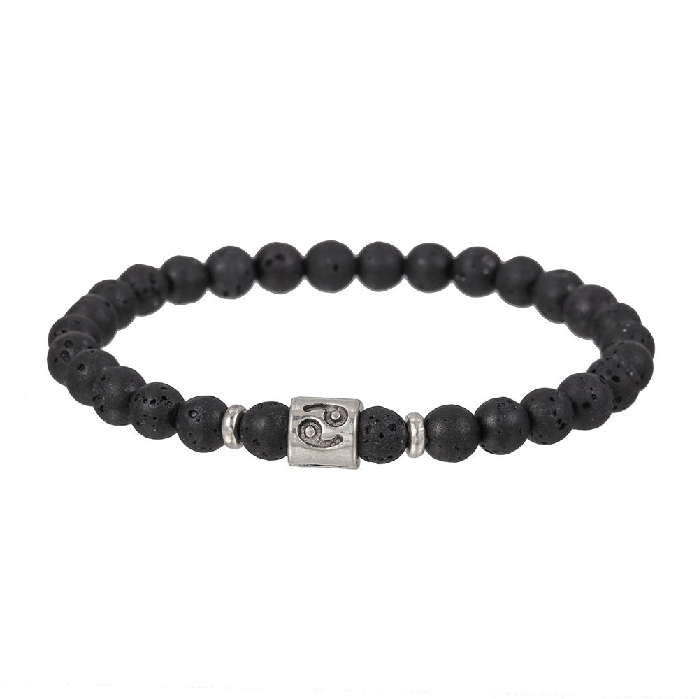 Sternzeichen Horoskop Naturstein Armband Perlenarmband Kugelarmband 6 mm Lavastein Vulkanstein