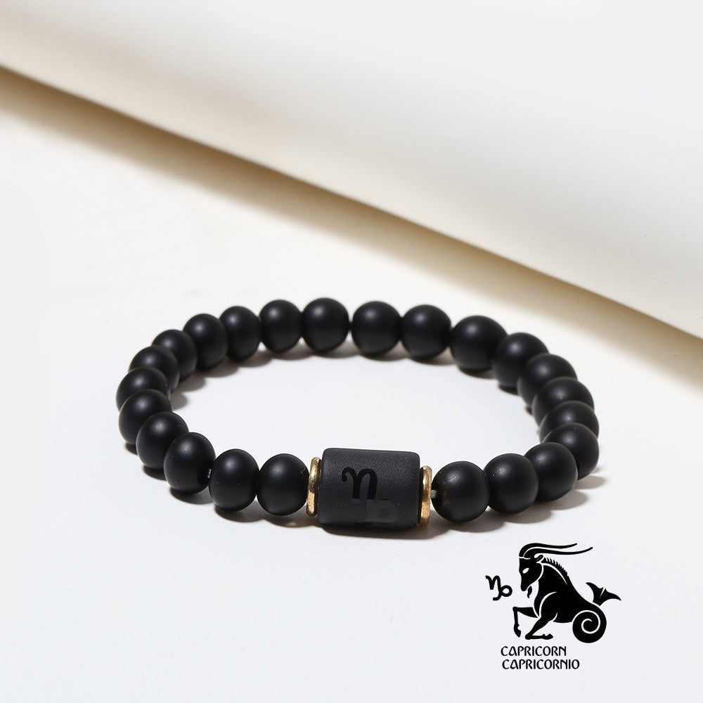 Sternzeichen Horoskop Naturstein Armband Perlenarmband Kugelarmband matt Onyx