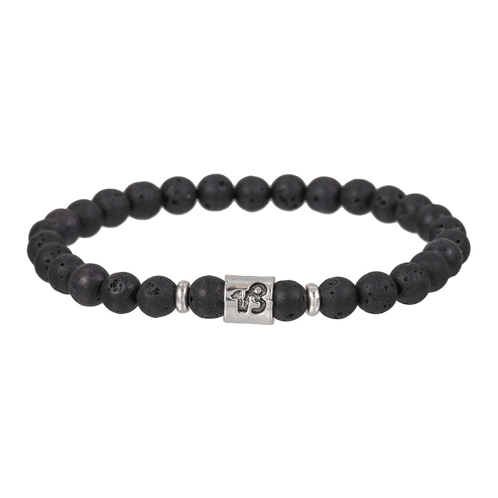 Sternzeichen Horoskop Naturstein Armband Perlenarmband Kugelarmband 6 mm Lavastein Vulkanstein