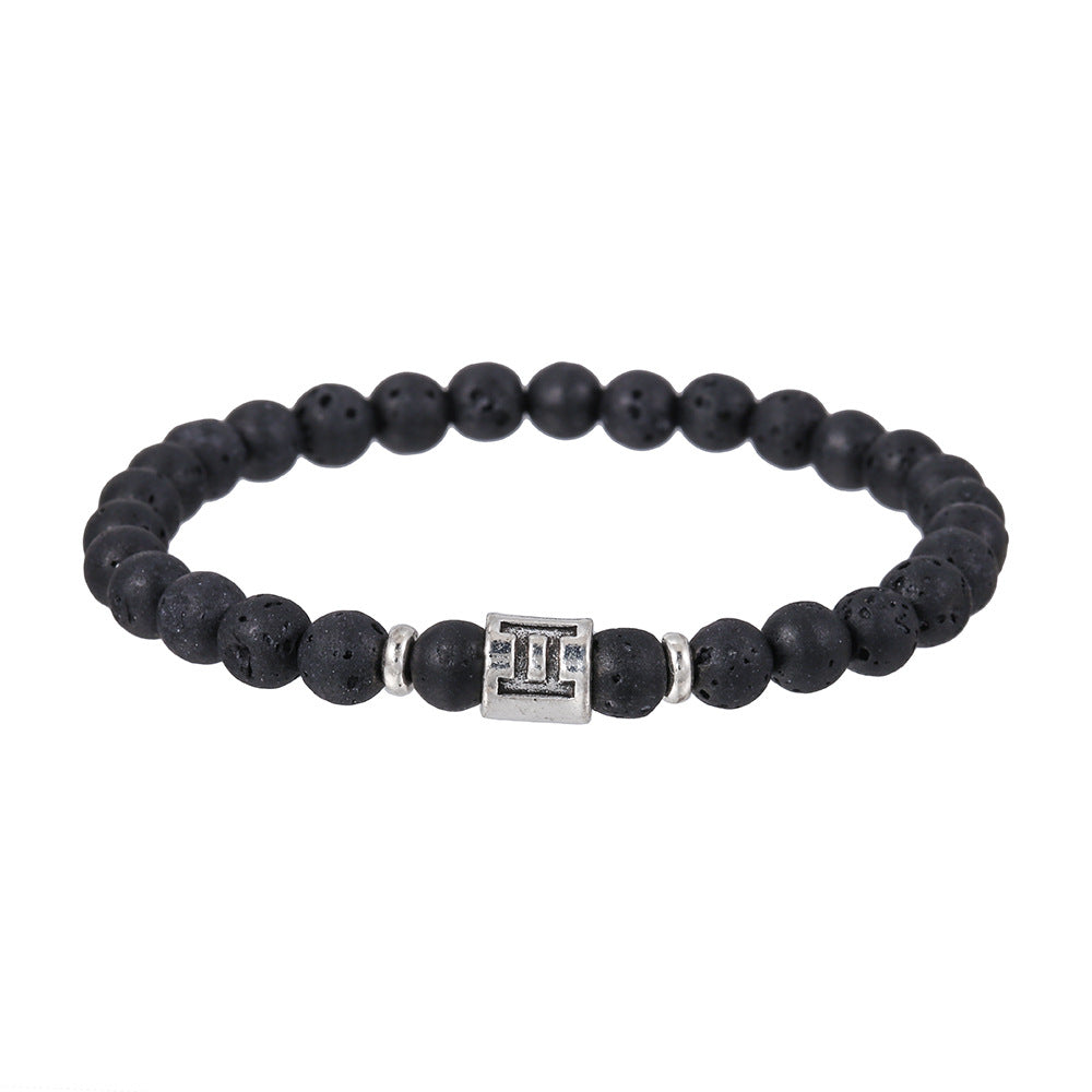 Sternzeichen Horoskop Naturstein Armband Perlenarmband Kugelarmband 6 mm Lavastein Vulkanstein