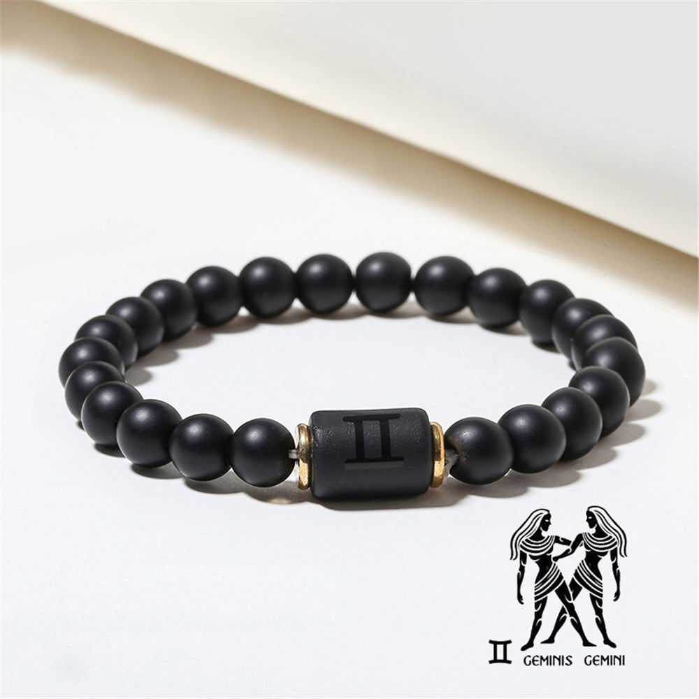 Sternzeichen Horoskop Naturstein Armband Perlenarmband Kugelarmband matt Onyx