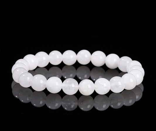 8 mm  weisser Jade Armband