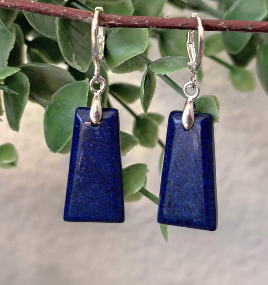 Naturstein Edelstein Lapislazuli Ohrringe 925 Silber