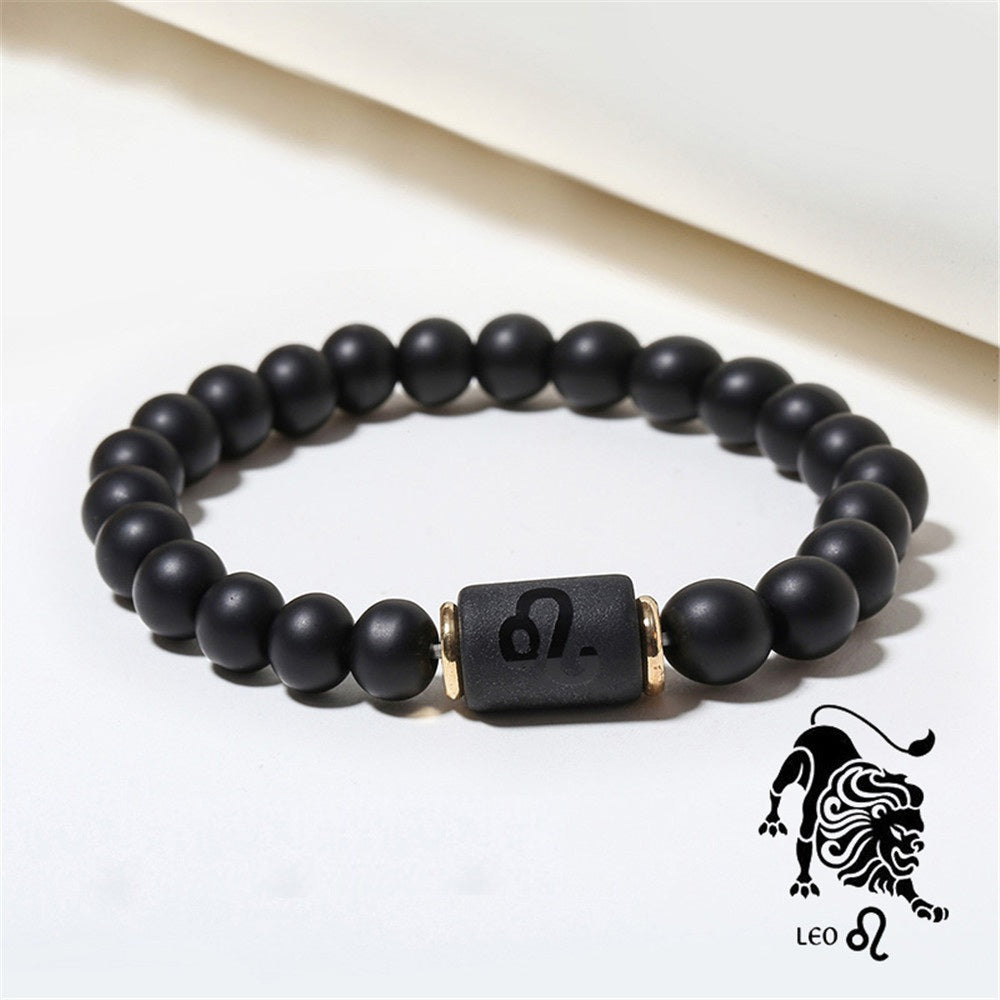 Sternzeichen Horoskop Naturstein Armband Perlenarmband Kugelarmband matt Onyx