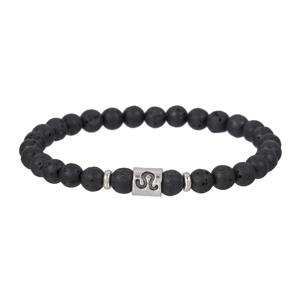 Sternzeichen Horoskop Naturstein Armband Perlenarmband Kugelarmband 6 mm Lavastein Vulkanstein