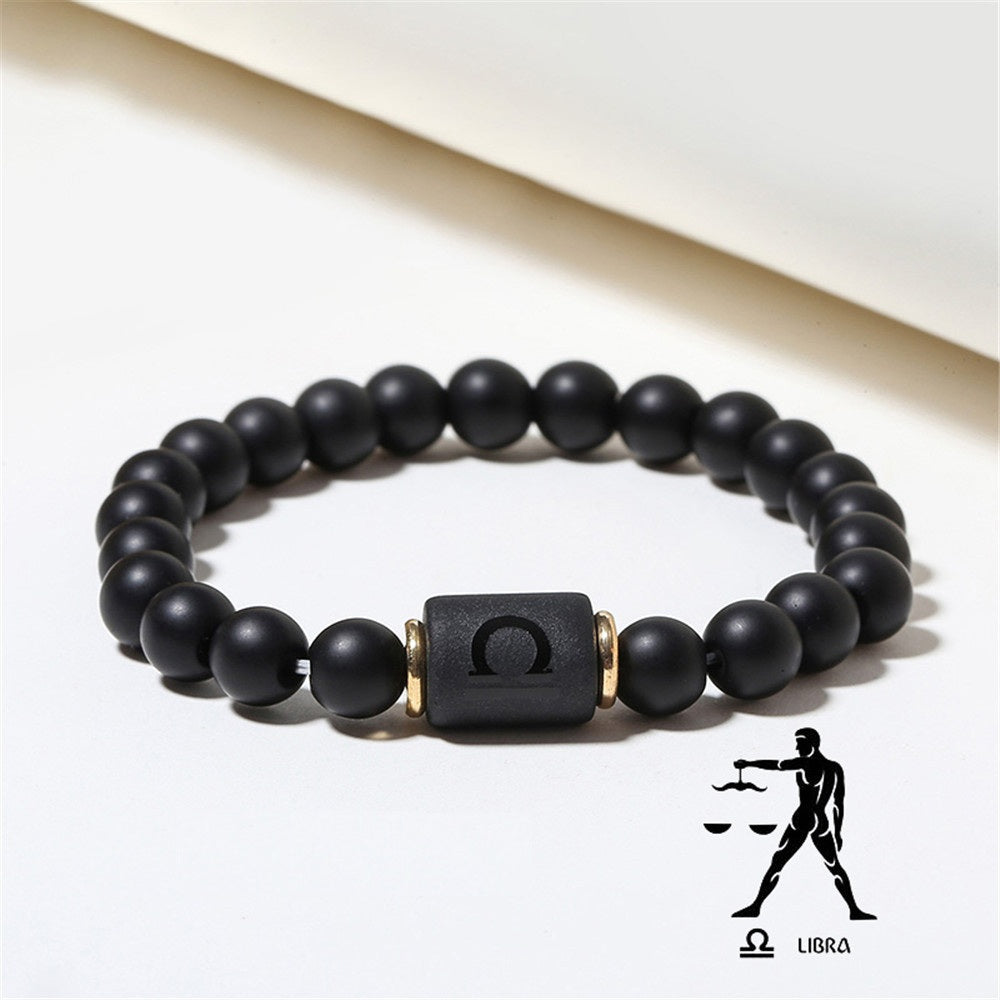Sternzeichen Horoskop Naturstein Armband Perlenarmband Kugelarmband matt Onyx