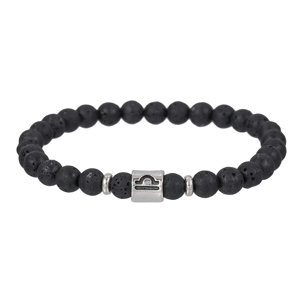 Sternzeichen Horoskop Naturstein Armband Perlenarmband Kugelarmband 6 mm Lavastein Vulkanstein