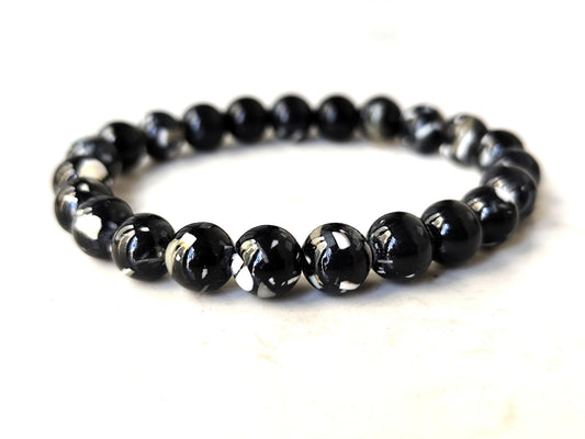 8 mm Muschelperlen schwarz Armband