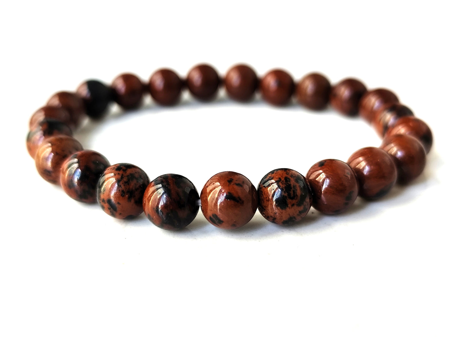 8 mm Mahagoni Obsidian Armband