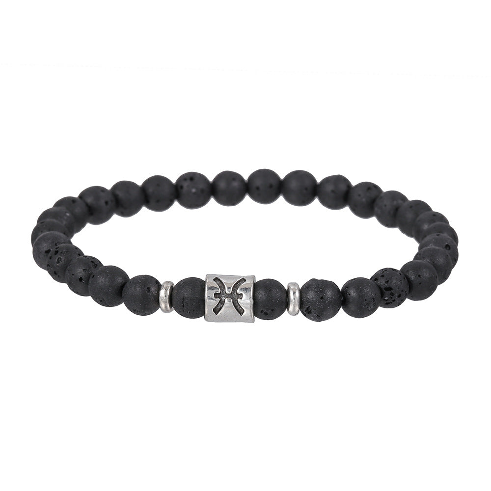 Sternzeichen Horoskop Naturstein Armband Perlenarmband Kugelarmband 6 mm Lavastein Vulkanstein