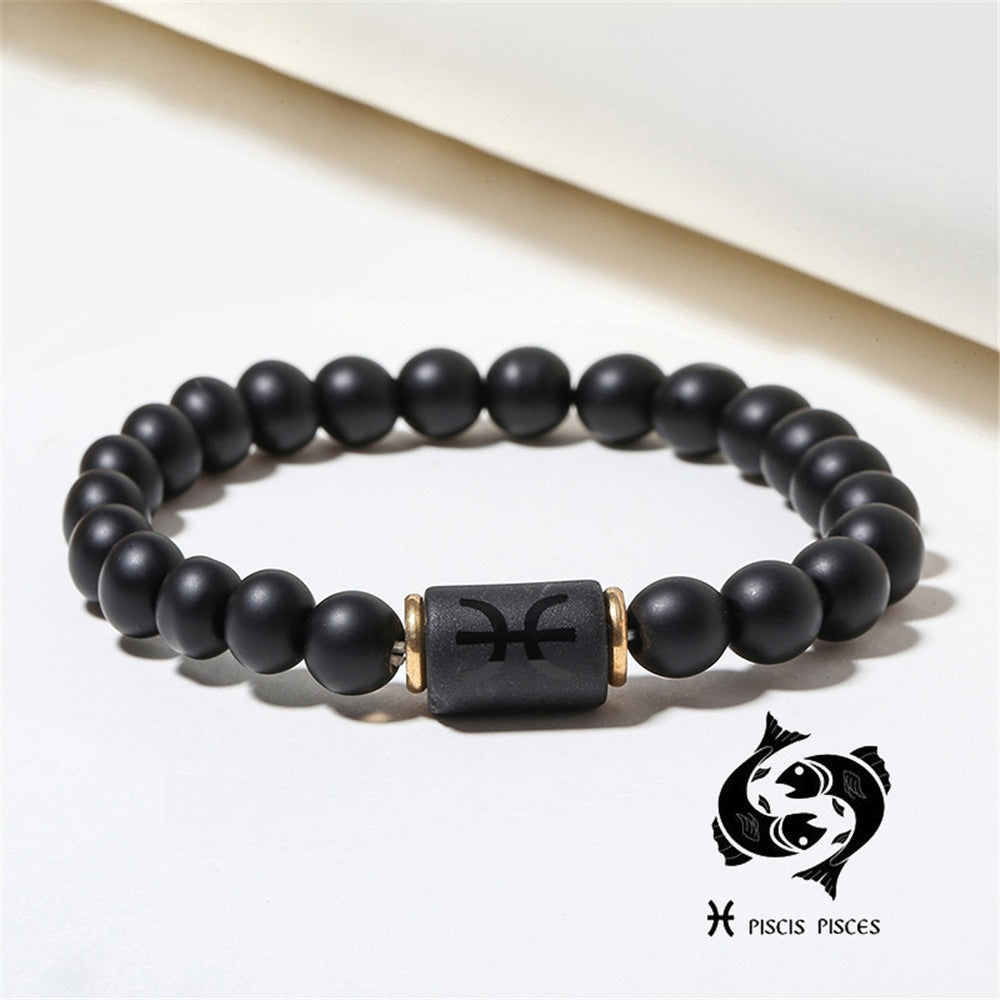 Sternzeichen Horoskop Naturstein Armband Perlenarmband Kugelarmband matt Onyx