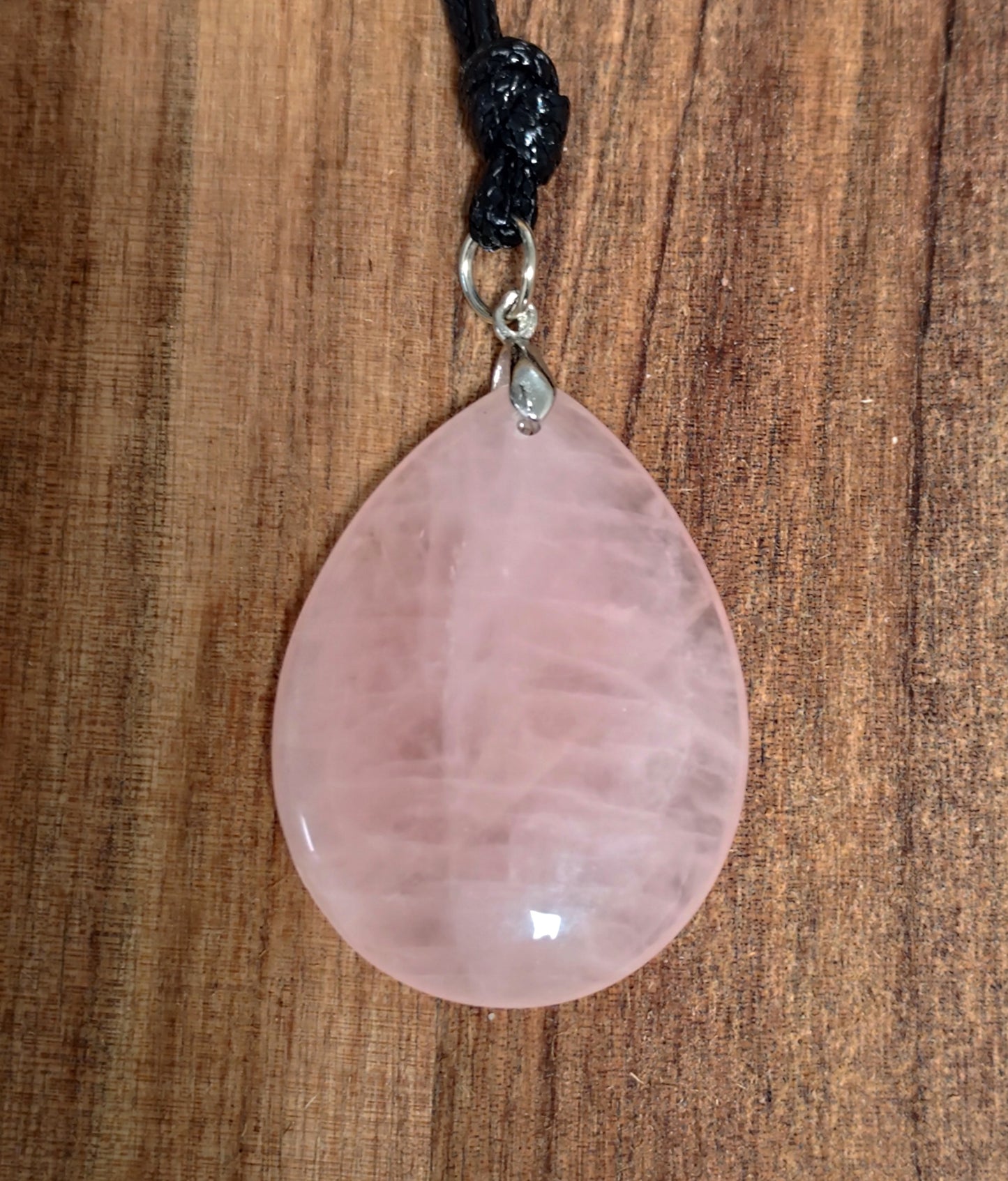 39 x 29 mm Edelstein Quarz rosa Tropf Anhänger inkl.Kordel