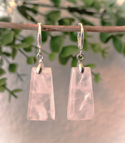Naturstein Edelstein rosa Quarz Ohrringe 925 Silber