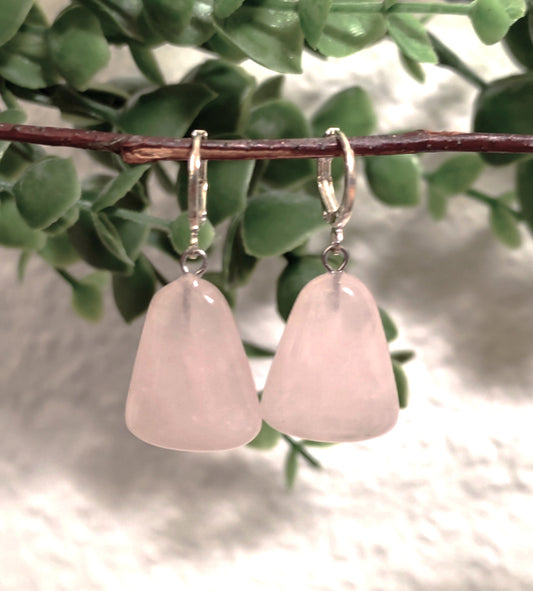 Naturstein Edelstein rosa Quarz Ohrringe 925 Silber