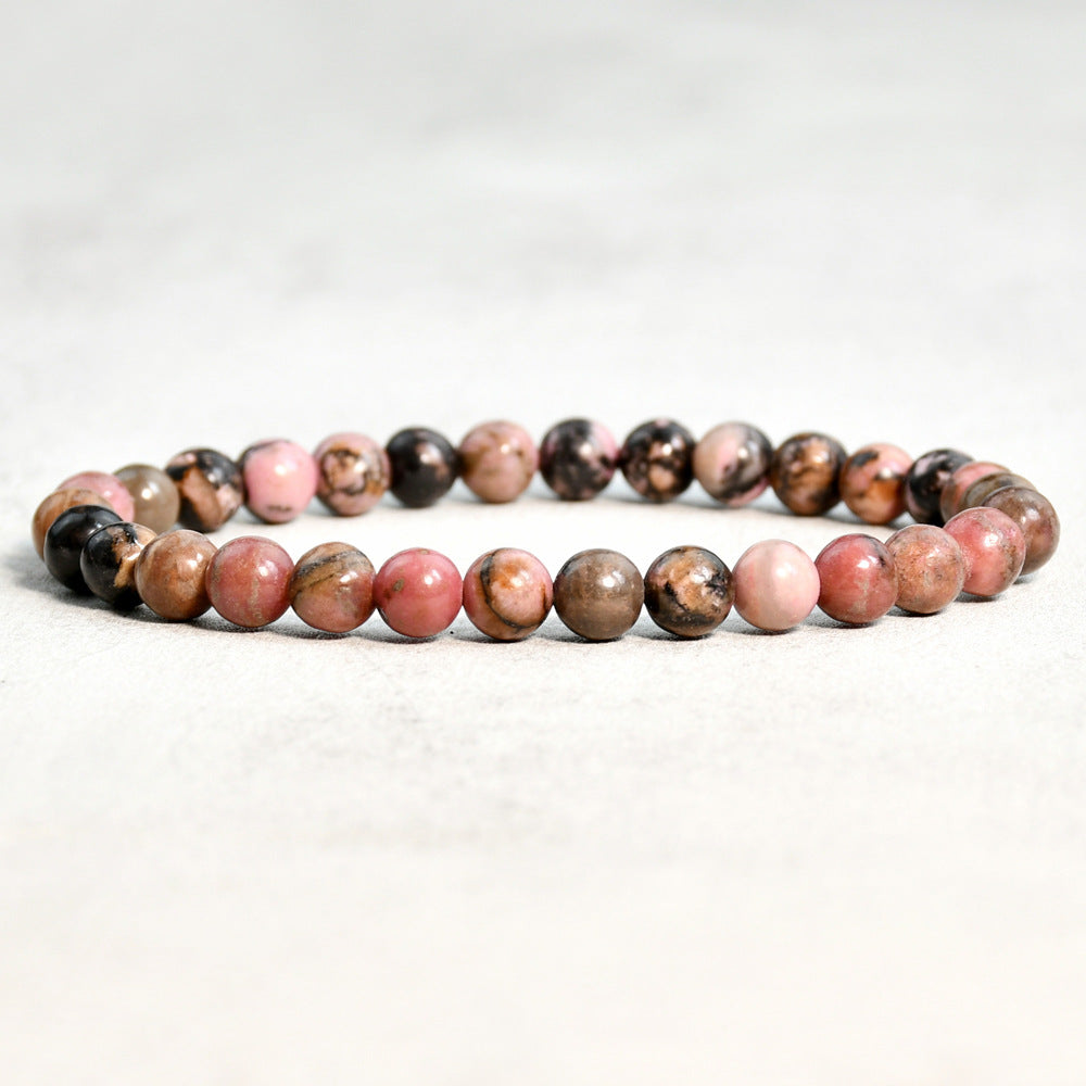 6 mm 8 mm Rhodonit schwarz Armband