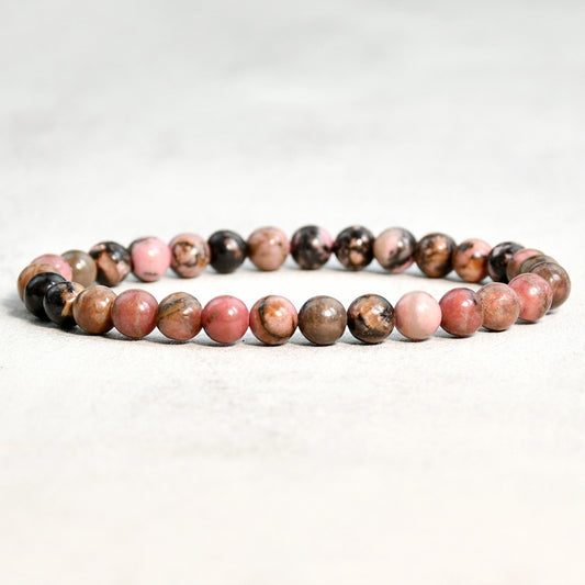 6 mm 8 mm Rhodonit schwarz Armband